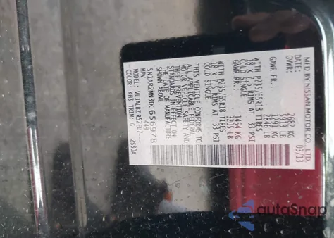 2013 Nissan Pathfinder S z USA, uszkodzony, nr VIN 5N1AR2MN3DC656978